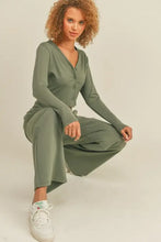 Load image into Gallery viewer, Button-Down Cropped Top &amp; Wide Leg Set- Olive
