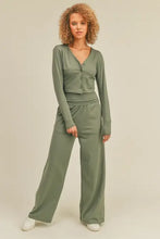 Load image into Gallery viewer, Button-Down Cropped Top &amp; Wide Leg Set- Olive
