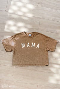 Mama Cropped Mineral Wash Tee- Toast