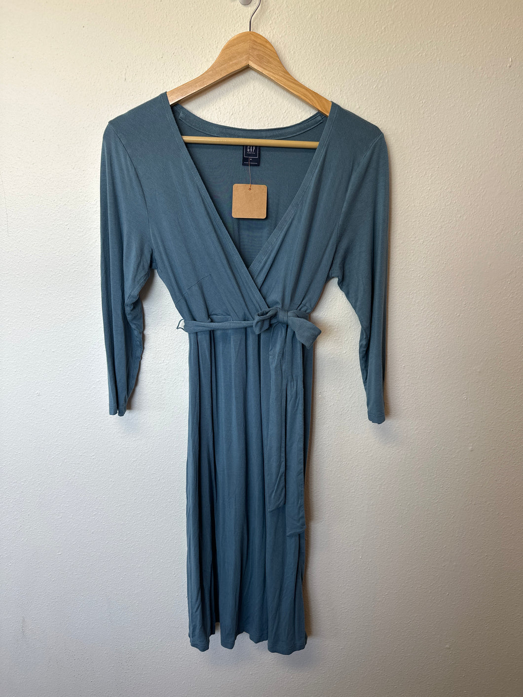 Blue V-Neck Wrap Dress- M