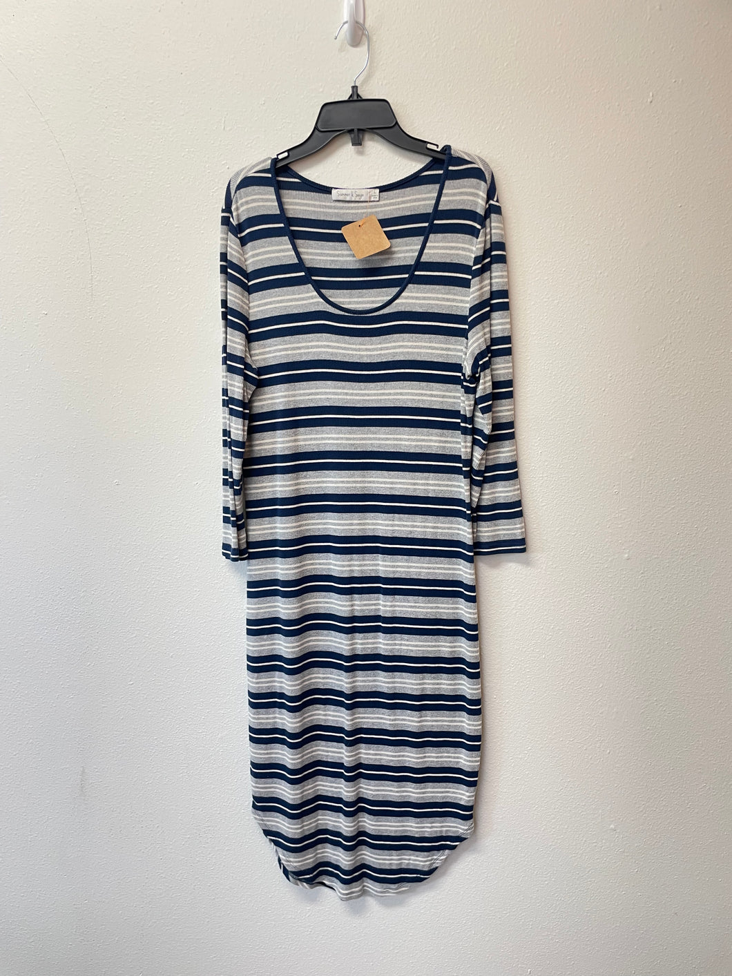 Navy Stripe Dress- L