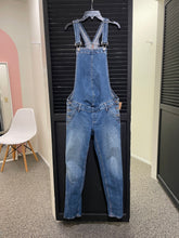 Load image into Gallery viewer, Medium Wash Maternity Overalls- XS
