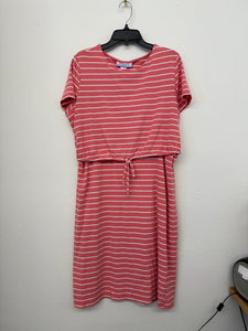 Pink Striped Nursing Dress- M