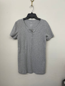 Heather Grey Henley Top- L