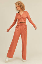 Load image into Gallery viewer, Button-Down Cropped Top &amp; Wide Leg Set- Auburn
