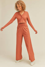 Load image into Gallery viewer, Button-Down Cropped Top &amp; Wide Leg Set- Auburn
