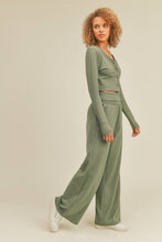 Load image into Gallery viewer, Button-Down Cropped Top &amp; Wide Leg Set- Olive
