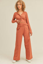 Load image into Gallery viewer, Button-Down Cropped Top &amp; Wide Leg Set- Auburn
